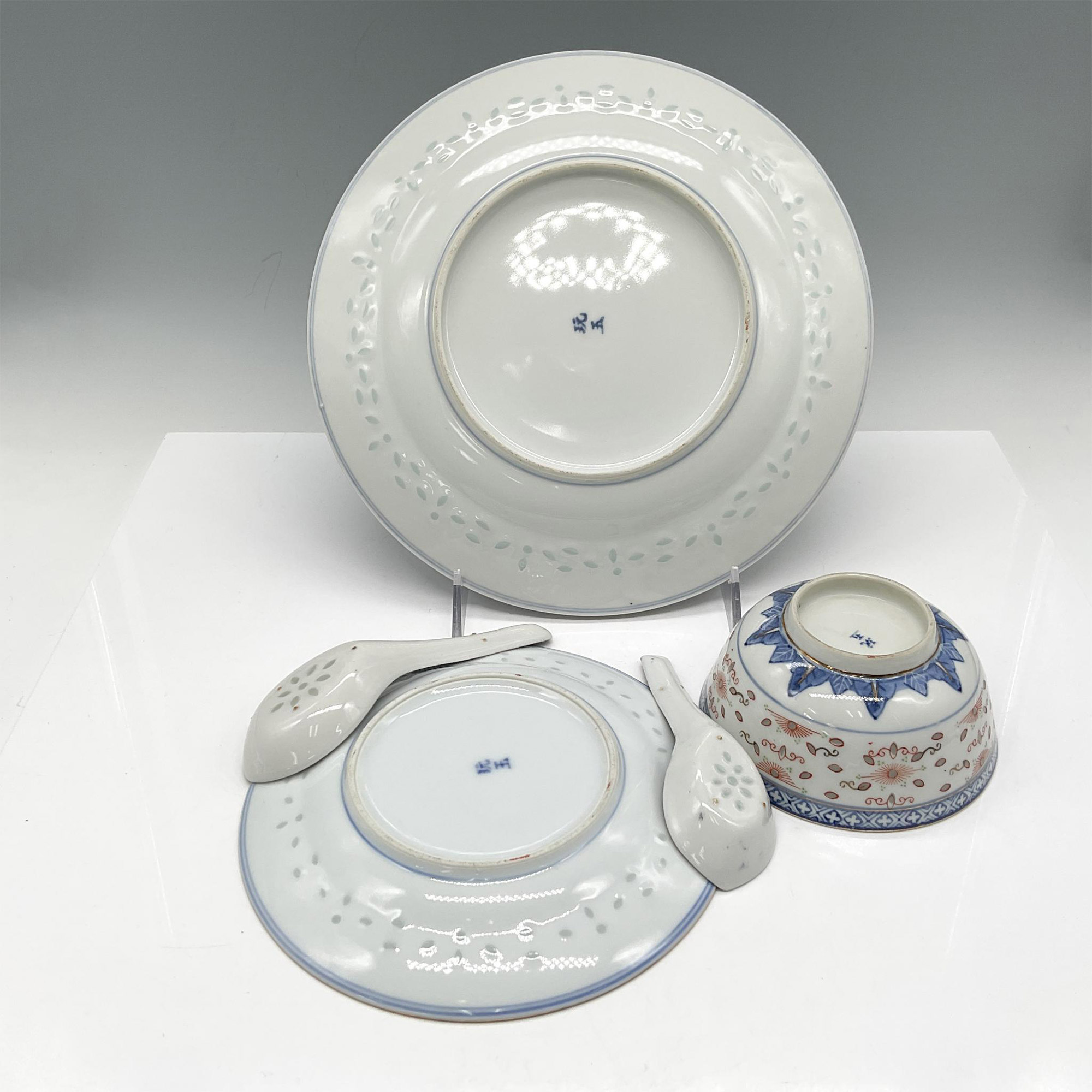 5pc Chinese Porcelain Blue Dragon Server Ware - Image 3 of 3