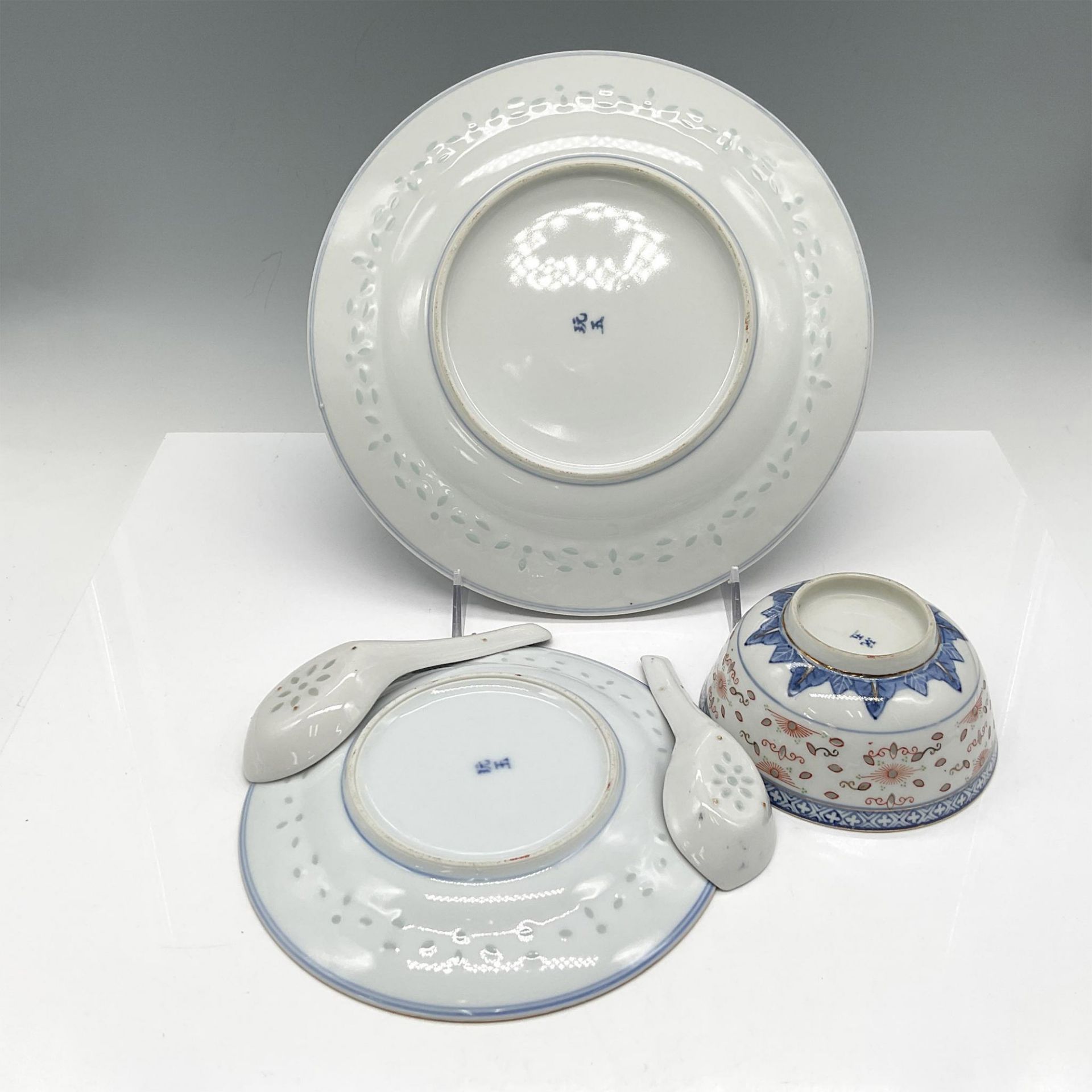 5pc Chinese Porcelain Blue Dragon Server Ware - Bild 3 aus 3