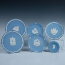 6pc Wedgwood Light Blue Jasperware Christmas Plates