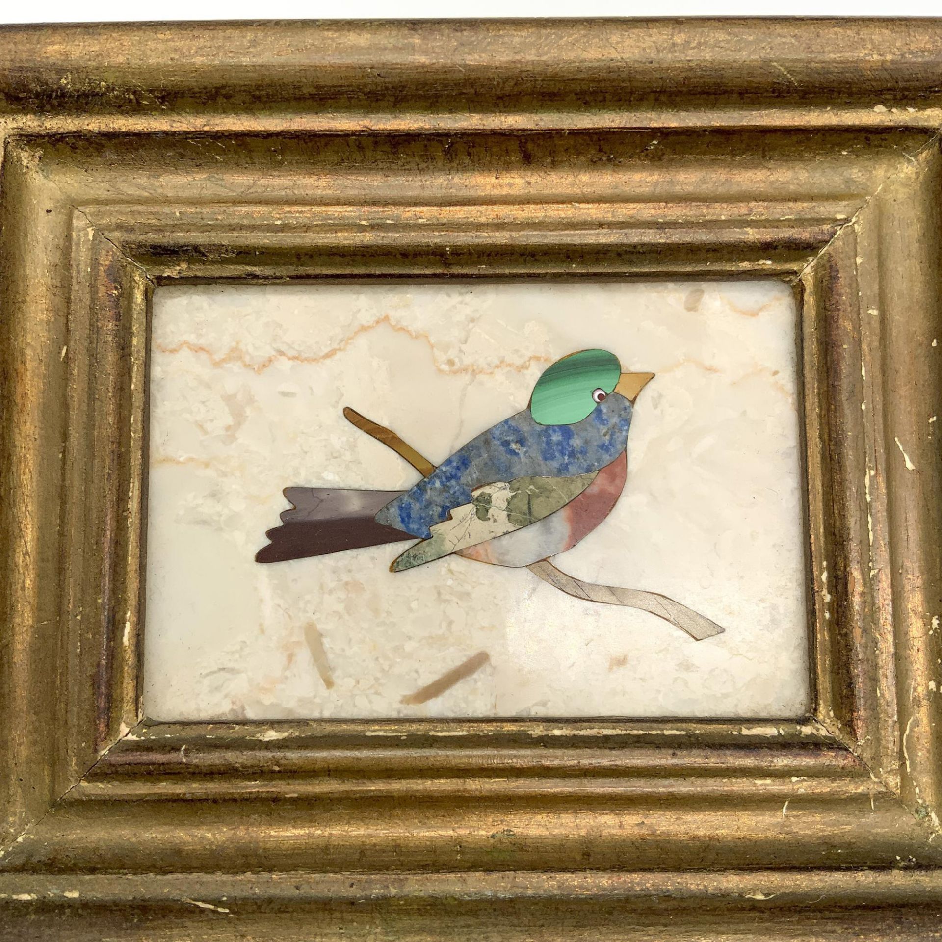 Mid-Century Italian Pietra Dura Inlay Bird Mosaic - Image 2 of 3