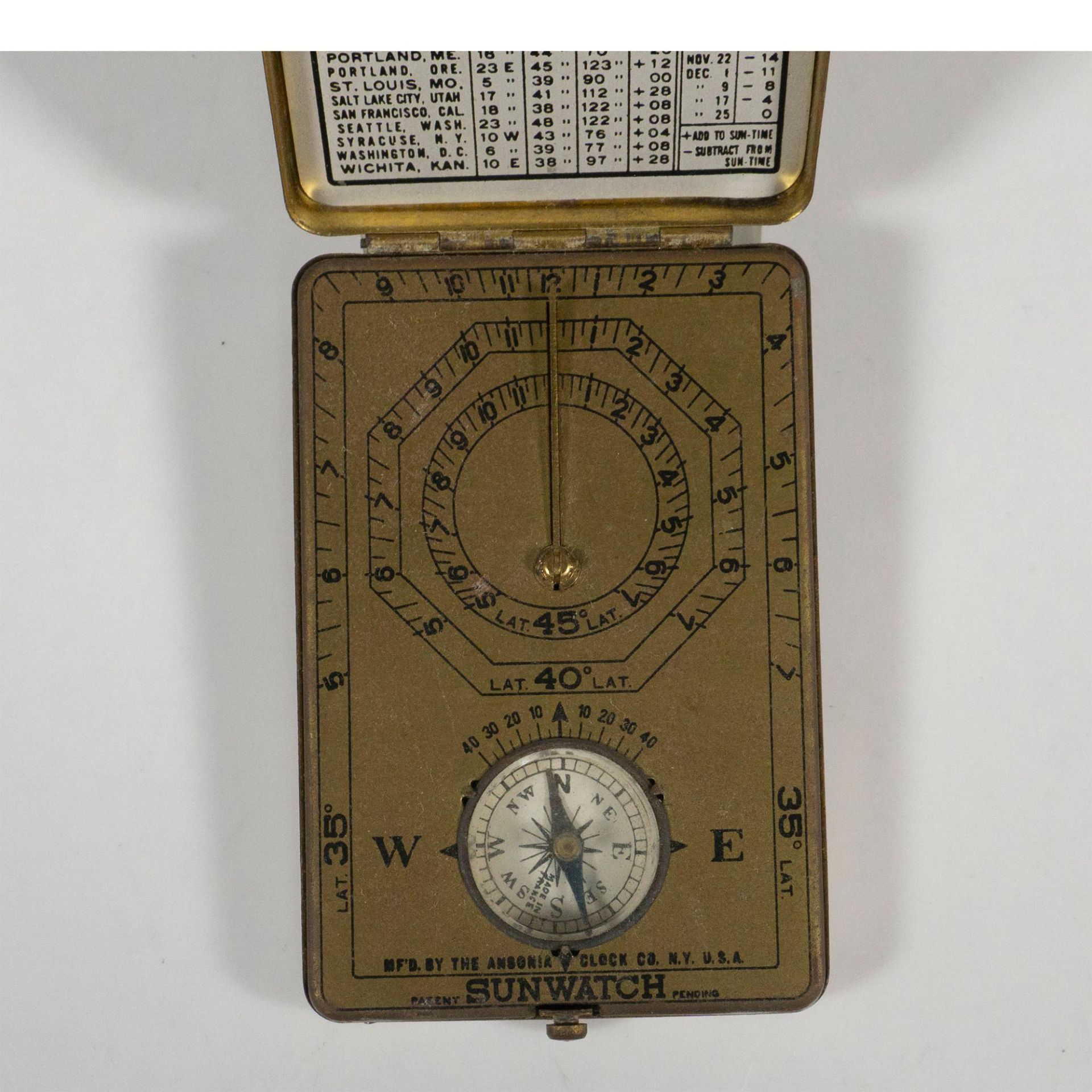 Ansonia Clock Co. Horizontal Pocket Sundial - Bild 7 aus 7