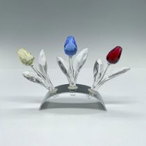 4pc Swarovski Crystal Figurines, Tulips and Display Stand