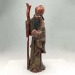 Chinese Hand Carved Wood Statue, Wiseman