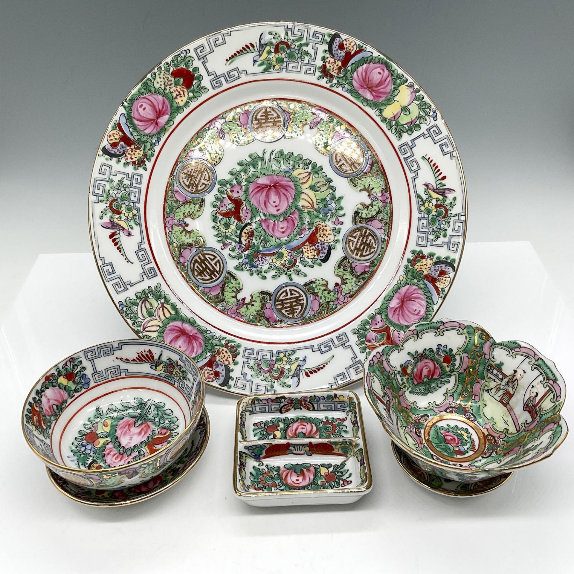 8pc Vintage Y.T. Japanese Porcelain Ware, Famille Rose - Image 2 of 4