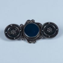 Pretty Floral Sterling Silver and Blue Stone Brooch