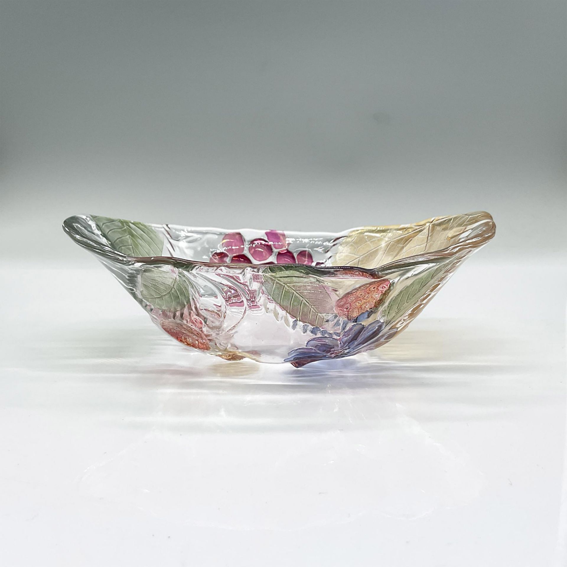 2pc Glass Serving Platter + Bowl - Fruits, Flowers + Leaves - Image 6 of 7