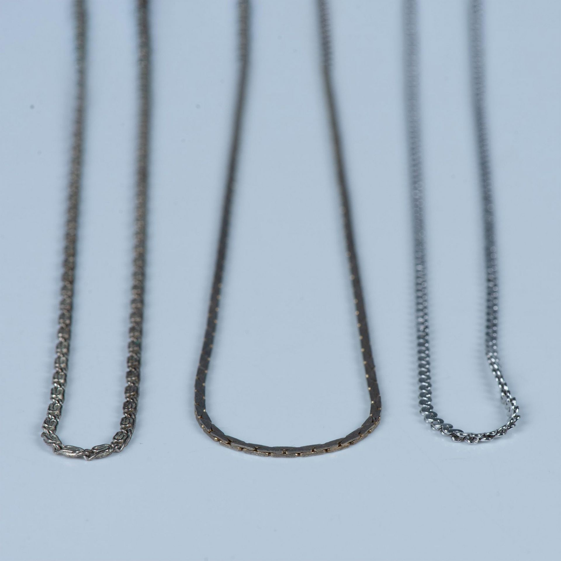 3pc Pretty Silver Metal Necklace Chains - Bild 2 aus 3
