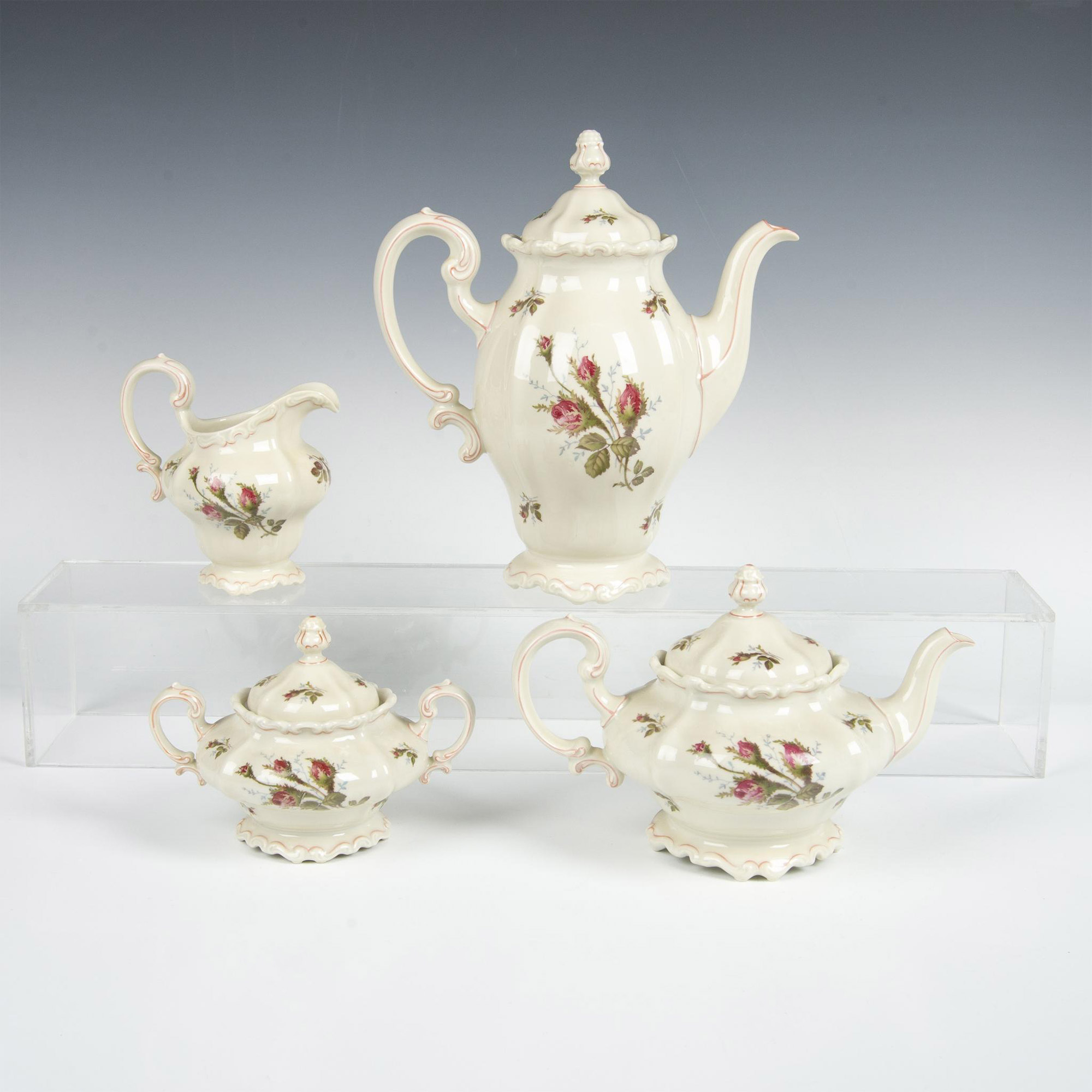 4pc Rosenthal Pompadour Moss Rose Tea and Coffee Service - Image 2 of 4