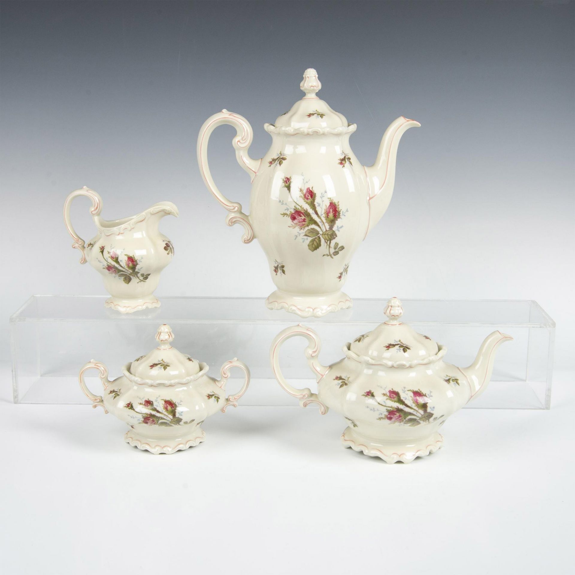 4pc Rosenthal Pompadour Moss Rose Tea and Coffee Service - Image 2 of 4