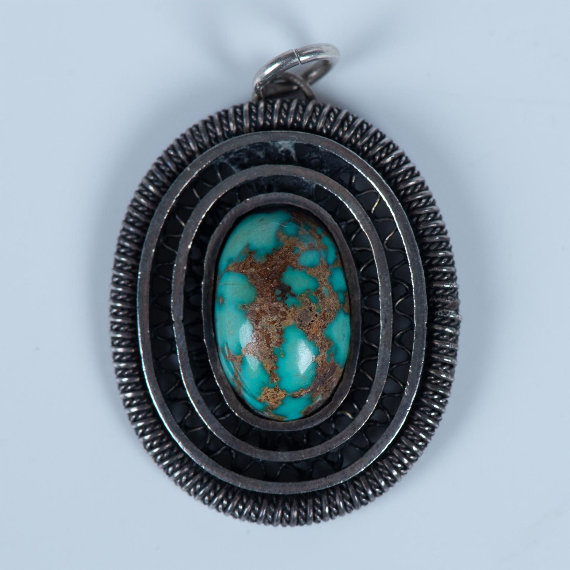 Vintage Handmade Sterling Silver and Turquoise Pendant