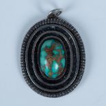 Vintage Handmade Sterling Silver and Turquoise Pendant