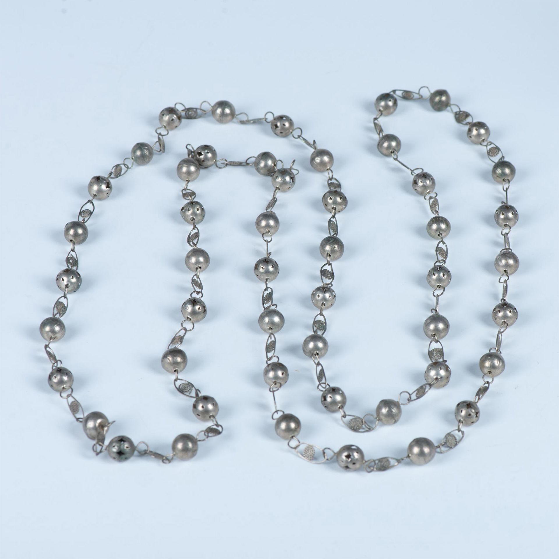 Handmade Long Sterling Silver Mexican Wedding Necklace - Bild 3 aus 4