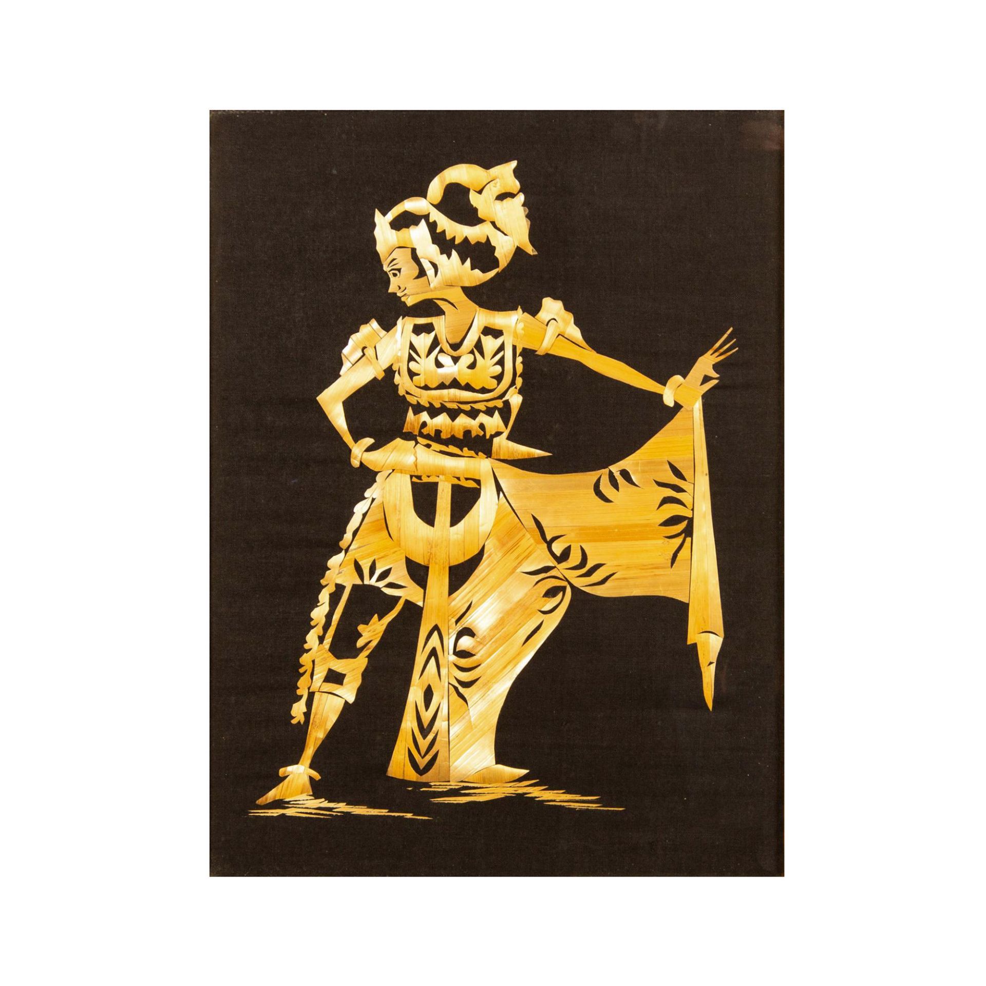 Vintage Decorative Indonesian Palm Leaves Wall Art, Dancer - Image 2 of 6