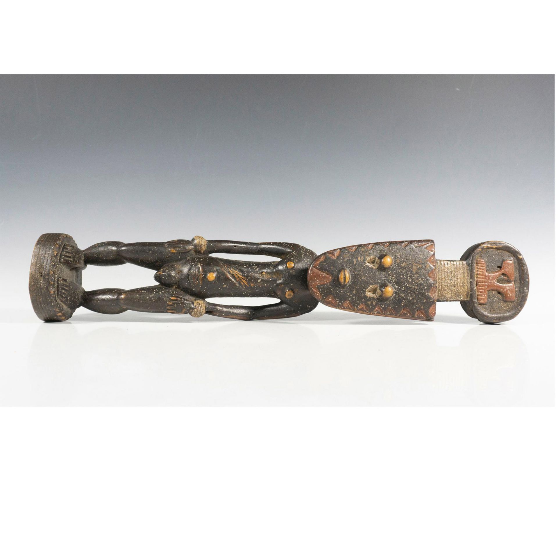 Wooden Tribal Figure with Mask - Image 3 of 5
