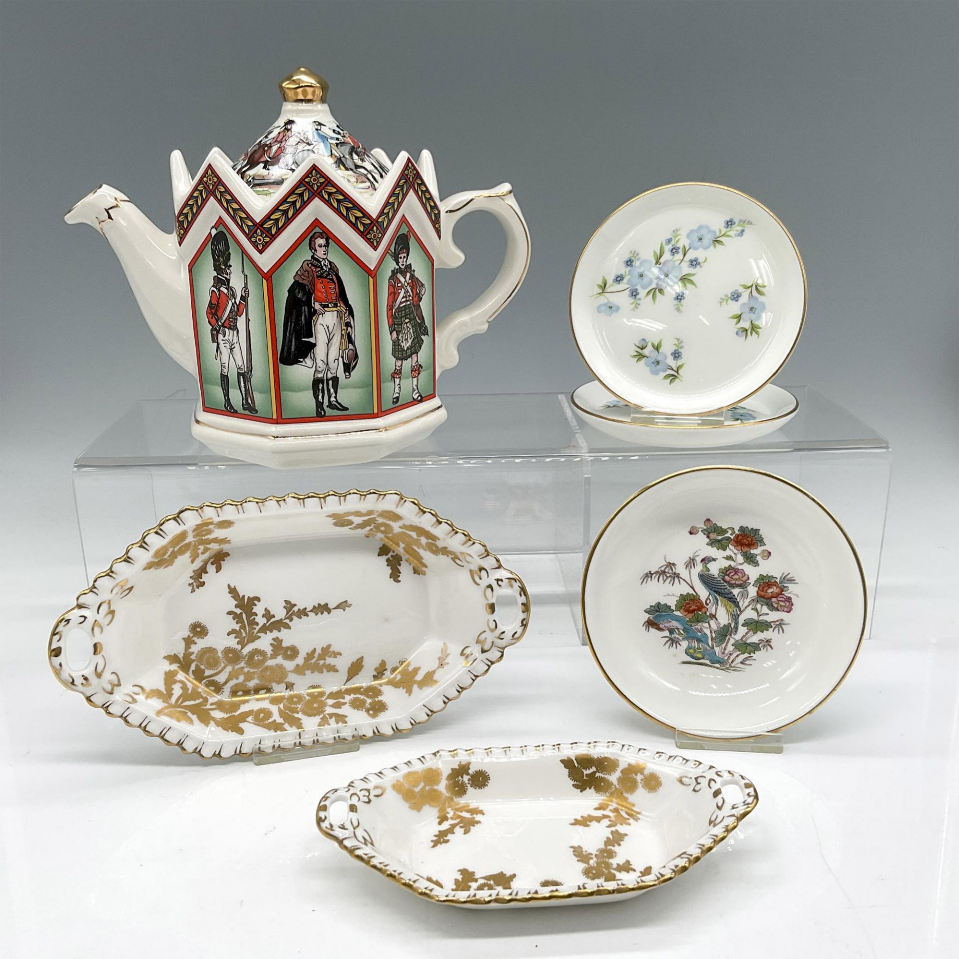 6pc English Porcelain and Bone China Teapot + Candy dishes - Image 2 of 3