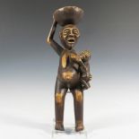 Wooden Tribal Figure of Mother and Child