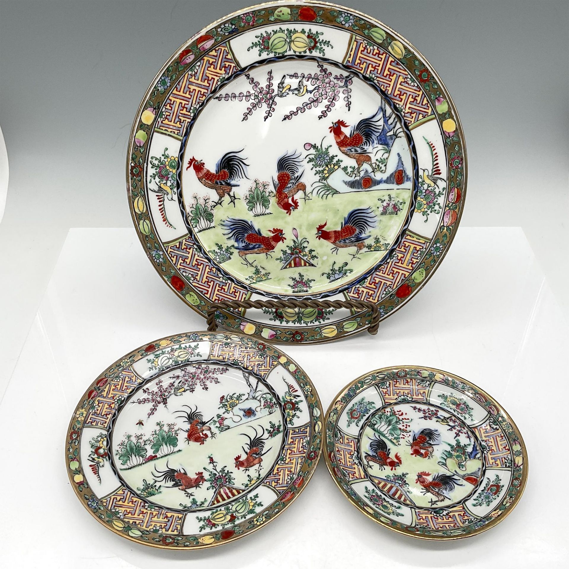 4pc Japanese Porcelain Server Ware, Rooster - Bild 3 aus 5