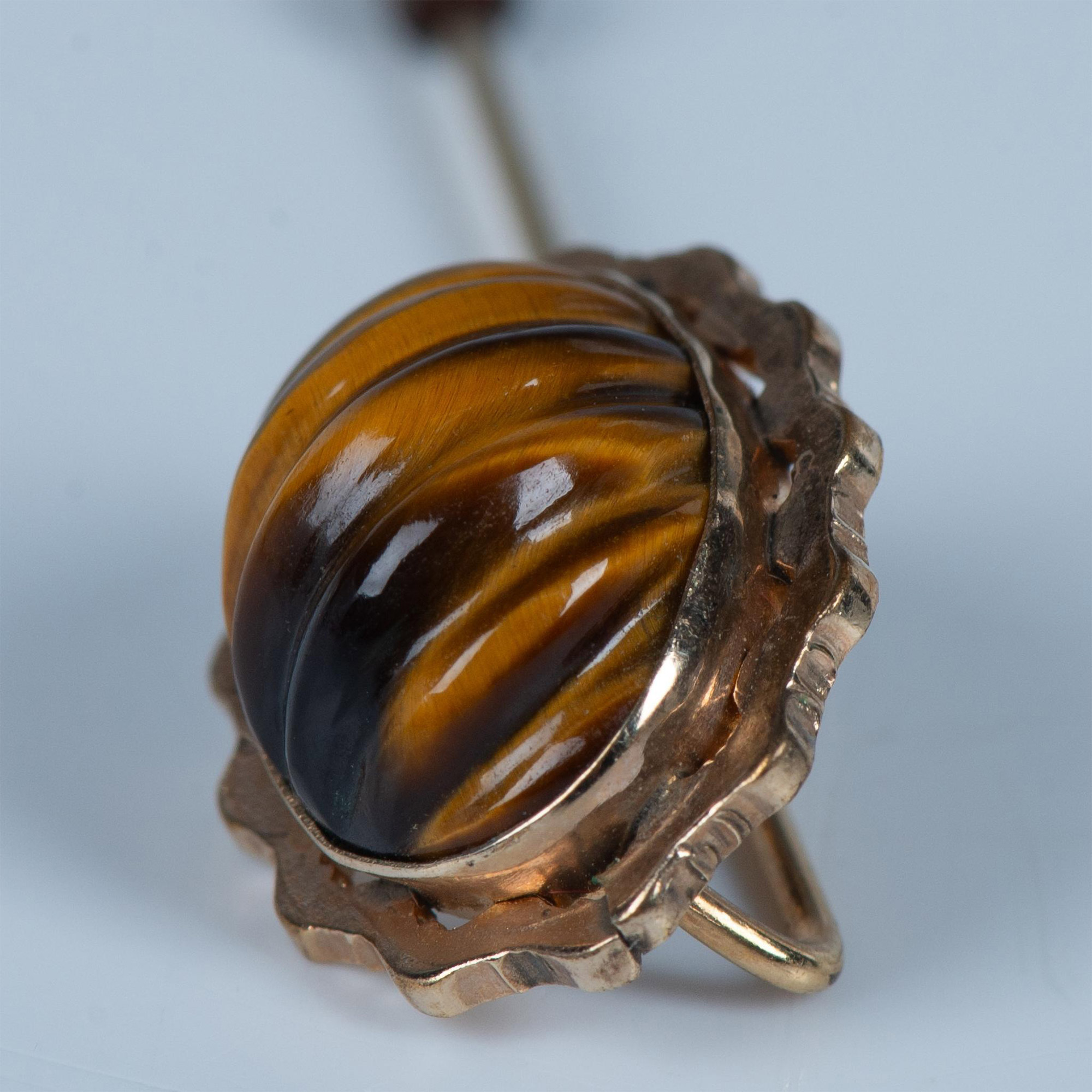 Vintage 14K Gold Tigers Eye Stick Pin - Image 4 of 4