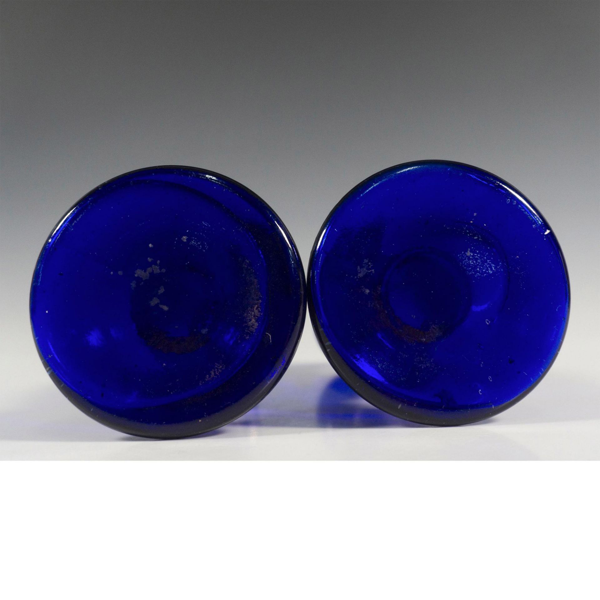 Pair of Vintage Art Glass Blue Candle Holders - Image 4 of 5