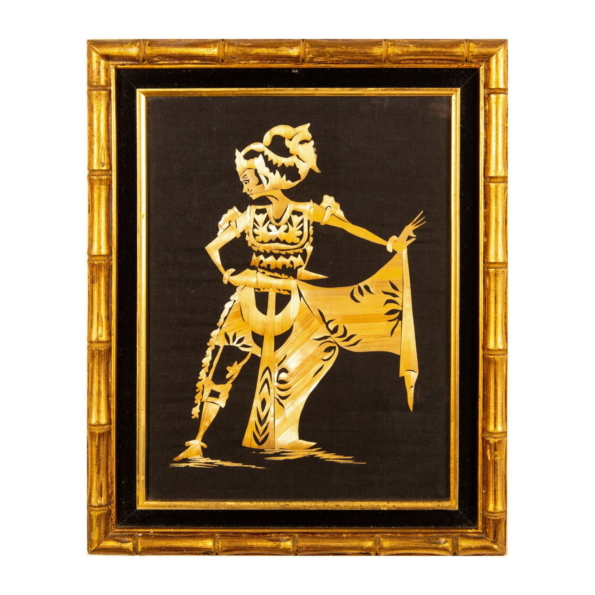 Vintage Decorative Indonesian Palm Leaves Wall Art, Dancer