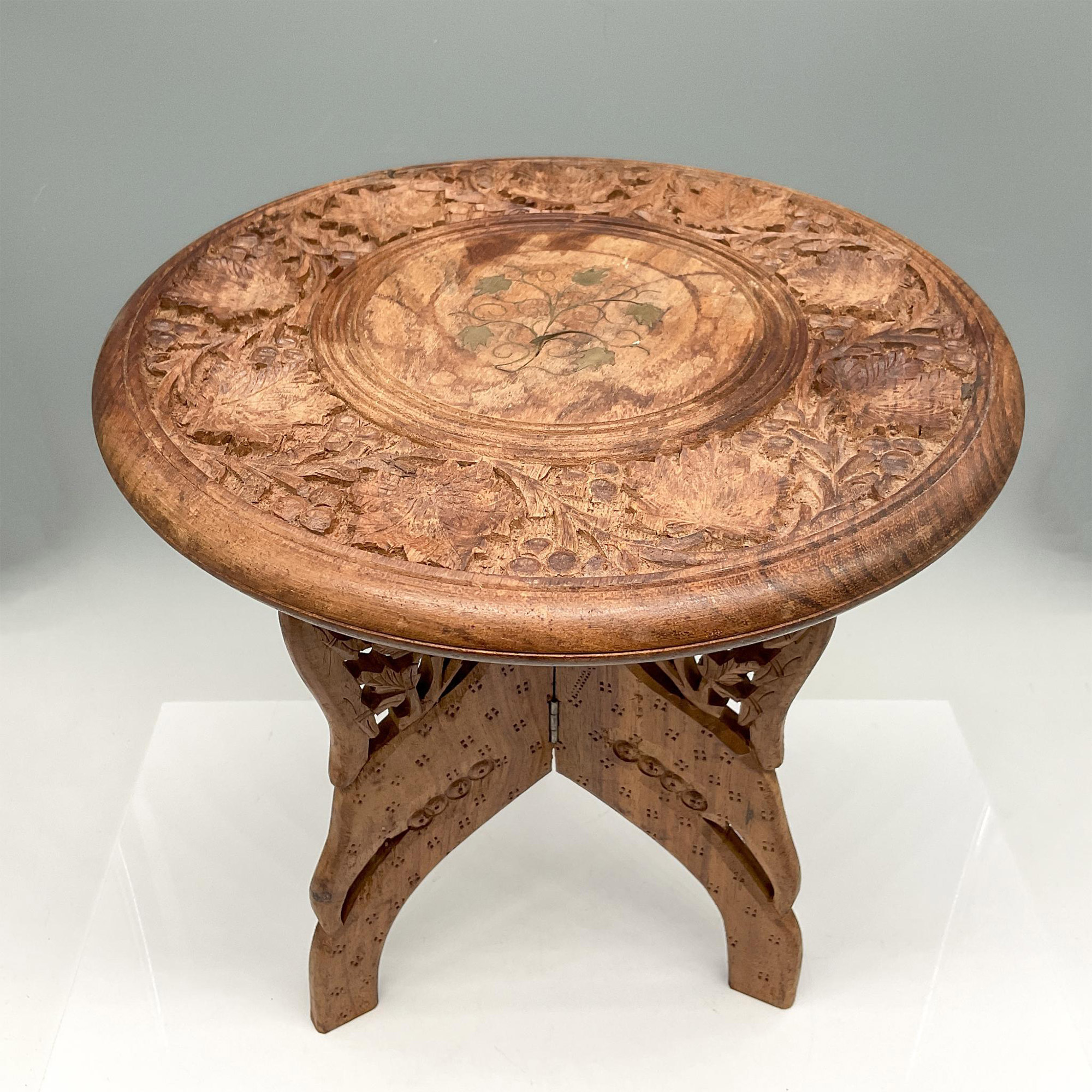 2pc Cambodian Carved Wood Footstool - Image 2 of 3