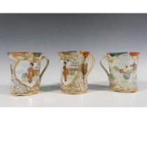 3pc Japanese Porcelain Hand Painted Tea Cups Set