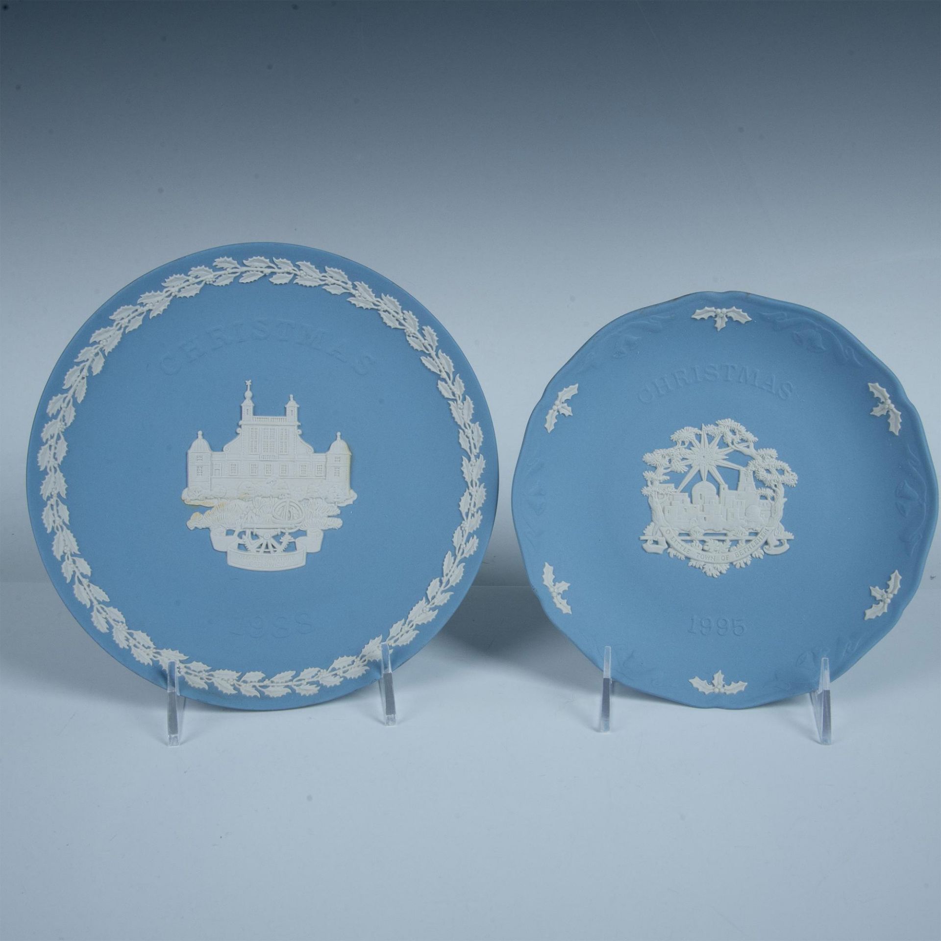 6pc Wedgwood Light Blue Jasperware Christmas Plates - Bild 8 aus 10