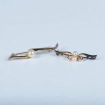 2pc Pretty Gold Metal and Faux Pearl Costume Pins