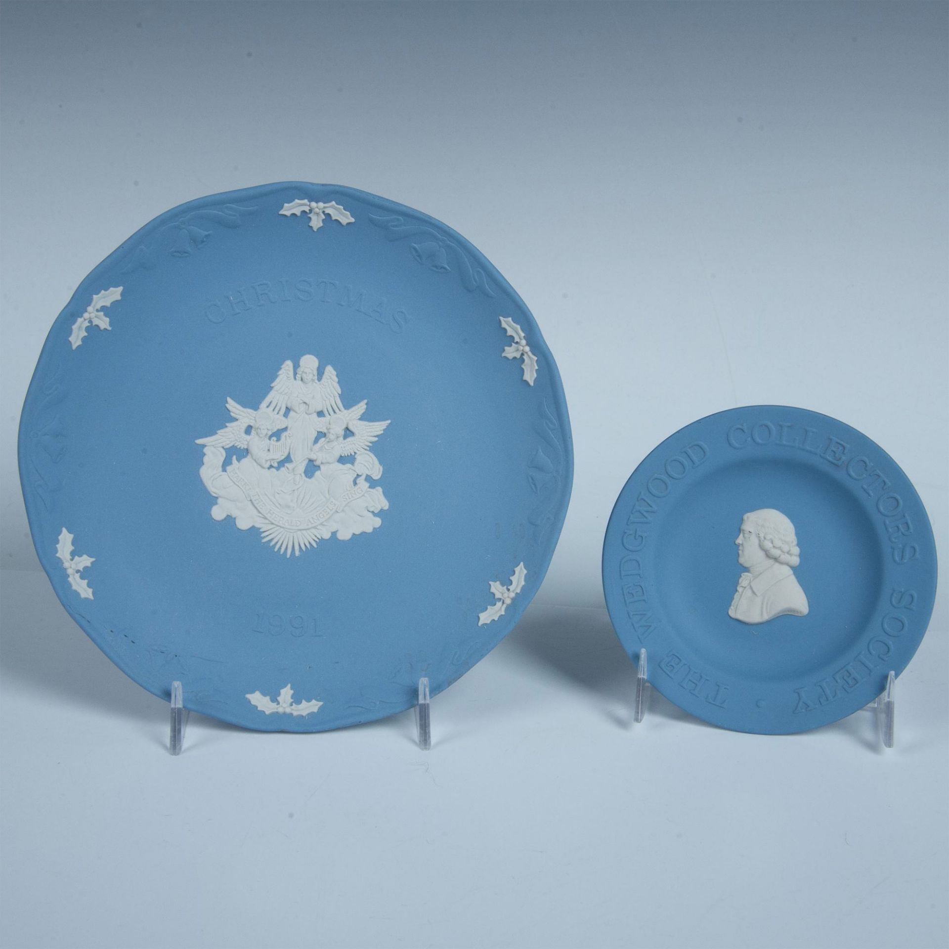6pc Wedgwood Light Blue Jasperware Christmas Plates - Bild 9 aus 10