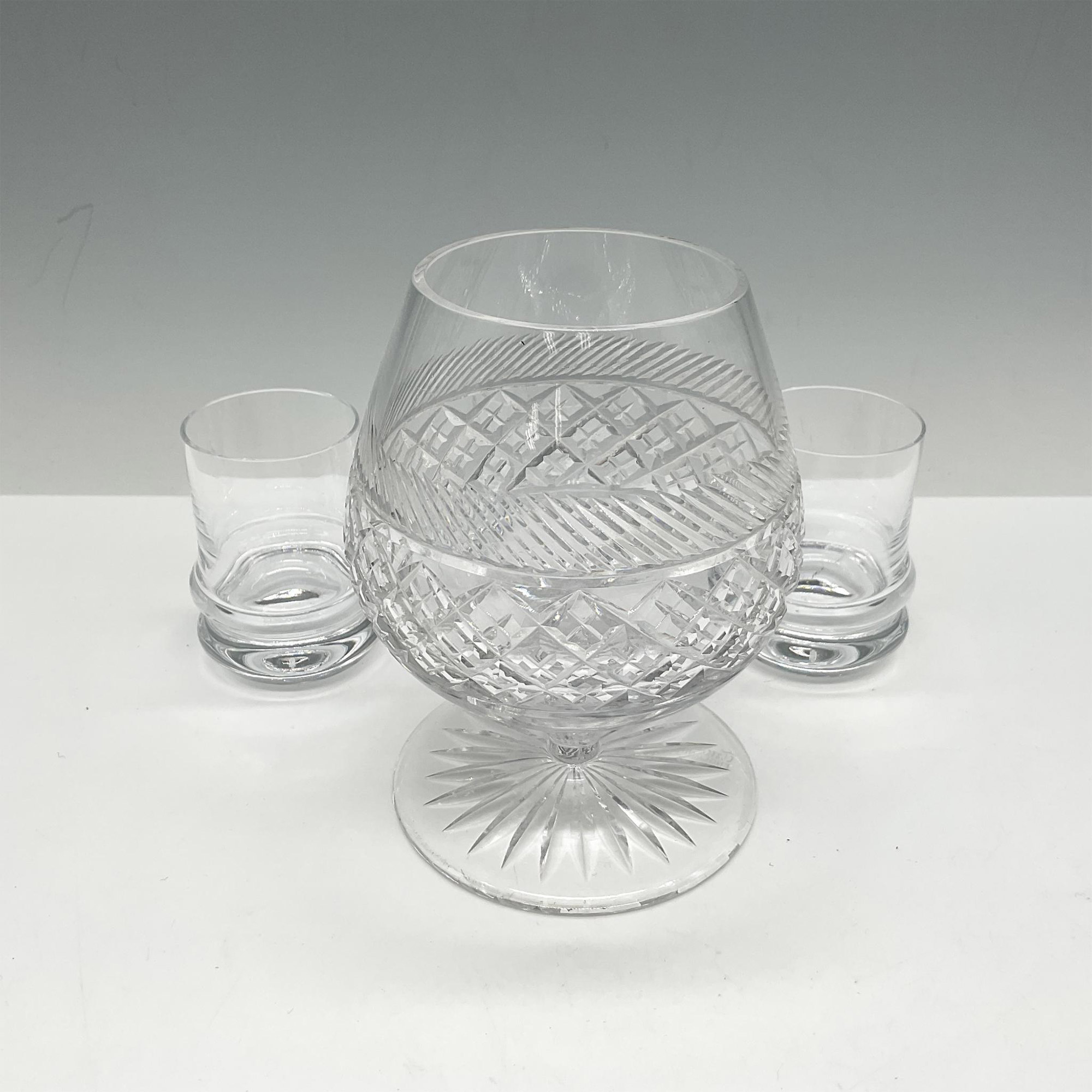 4pc Crystal Glasses, Tyrone Brandy Glass + Rosenthal Shot Glasses - Image 2 of 4