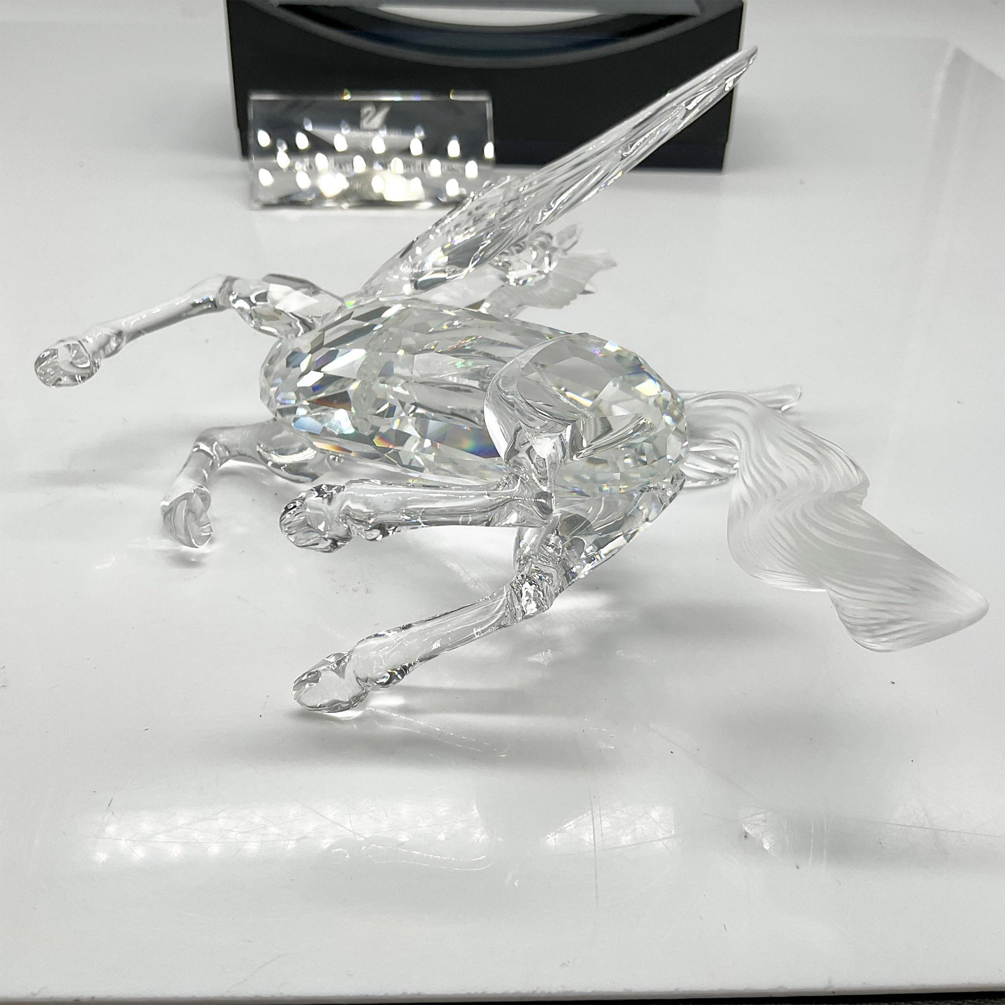 3pc Swarovski SCS Crystal Figurine, Pegasus, Plaque + Stand - Image 3 of 3