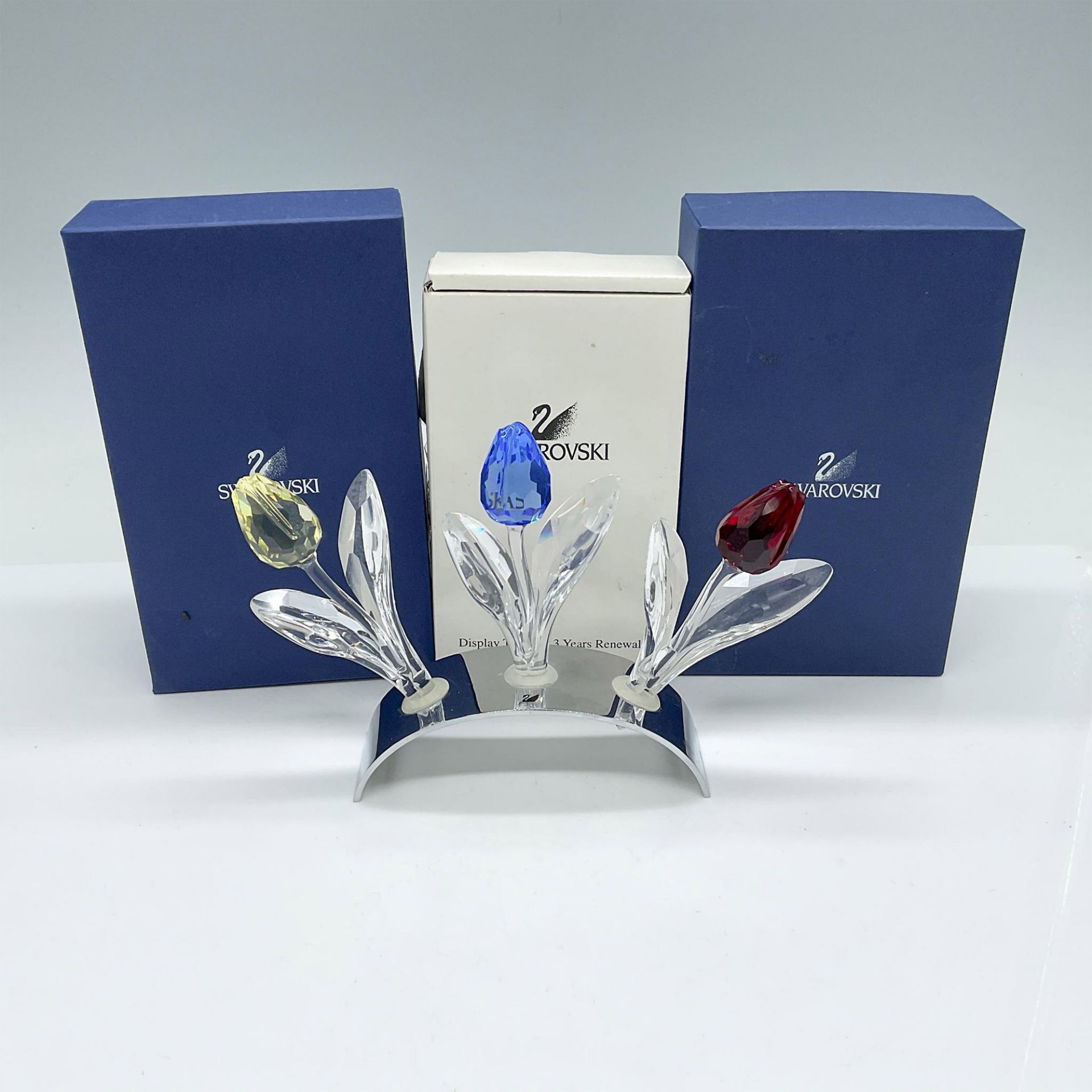 4pc Swarovski Crystal Figurines, Tulips and Display Stand - Bild 4 aus 4