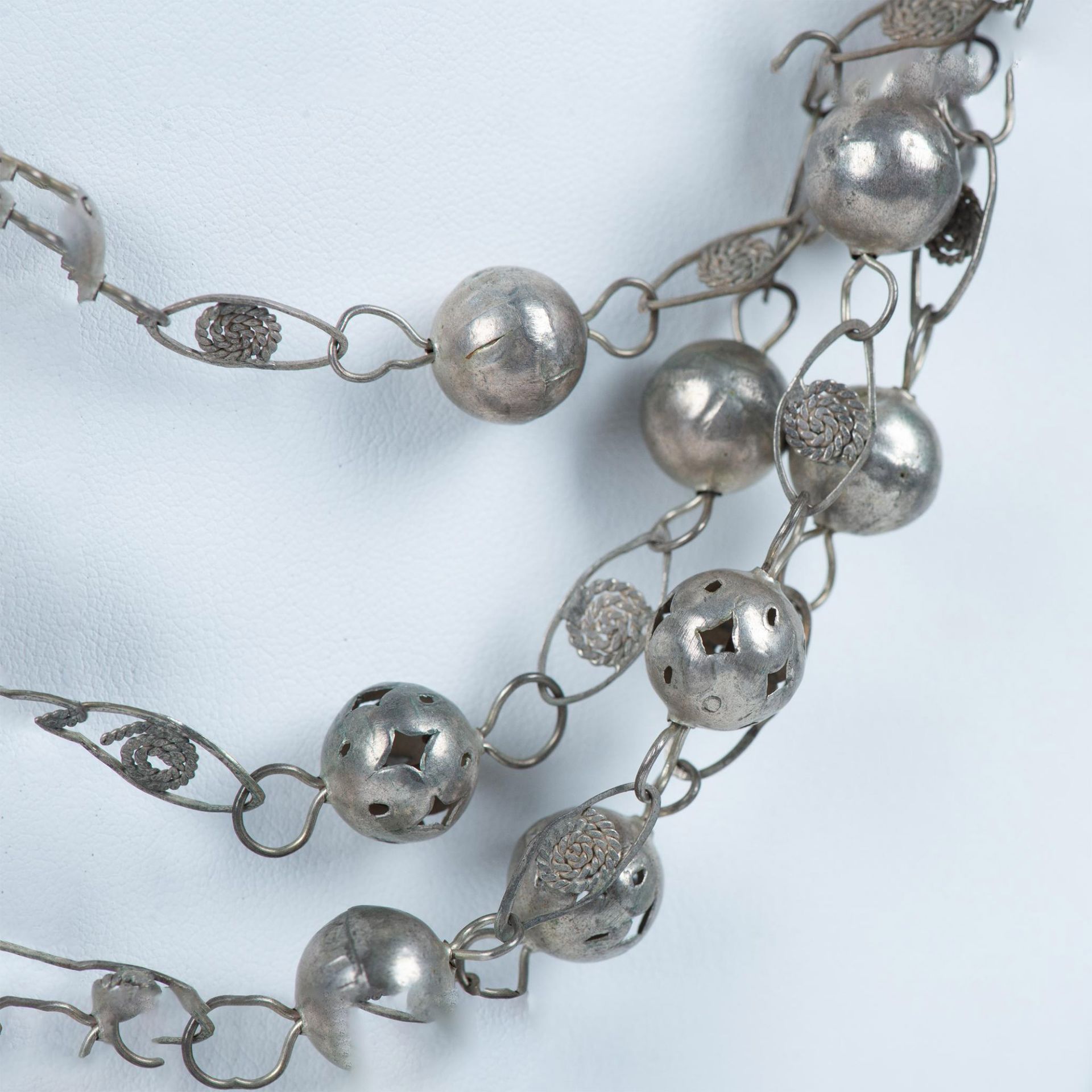 Handmade Long Sterling Silver Mexican Wedding Necklace - Bild 2 aus 4