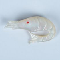 Cute Mother of Pearl Shrimp Brooch