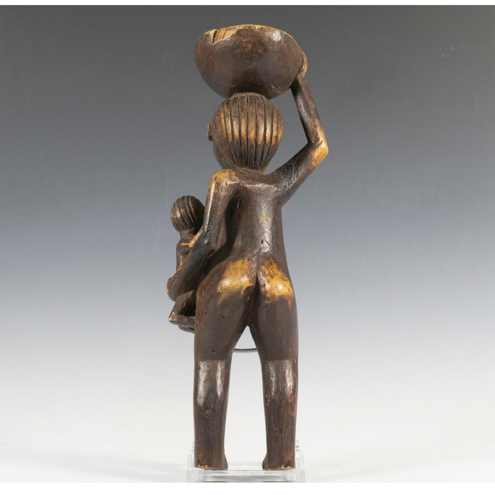 Wooden Tribal Figure of Mother and Child - Image 3 of 8