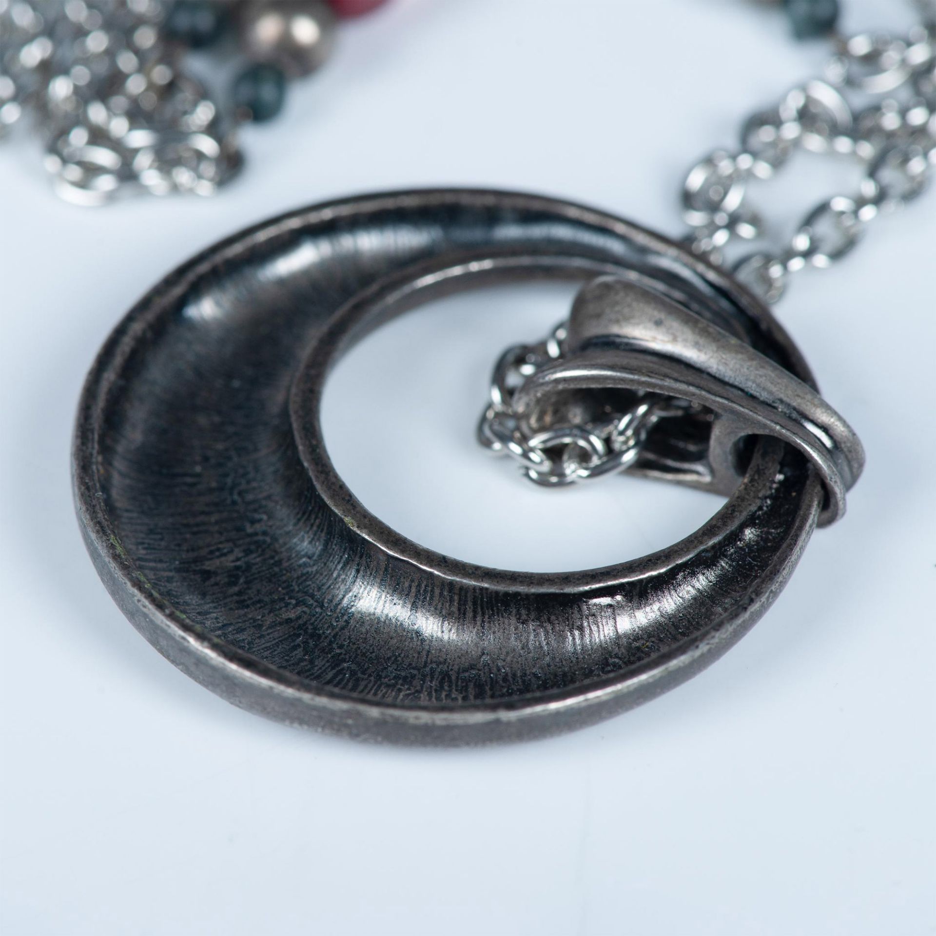 Retro Colorful Beaded Silver Metal Pendant Necklace - Bild 6 aus 6
