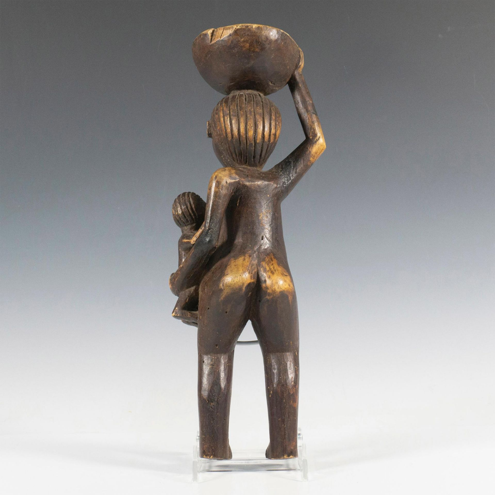 Wooden Tribal Figure of Mother and Child - Image 4 of 8