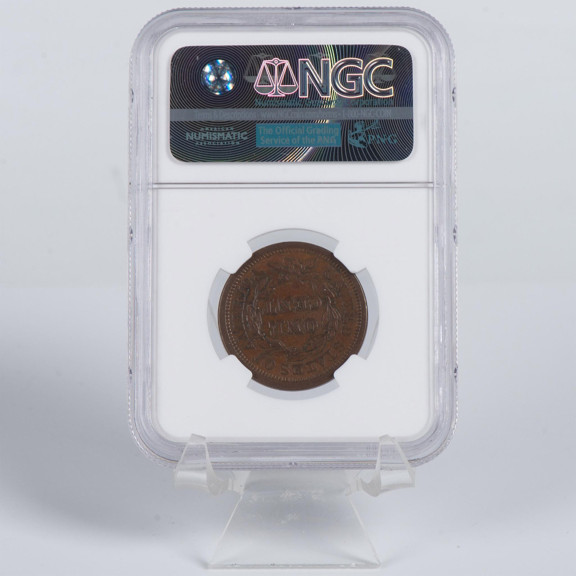 1856 US LARGE 1C UPRIGHT 5 NGC GRADED AU58 BN - Image 2 of 6