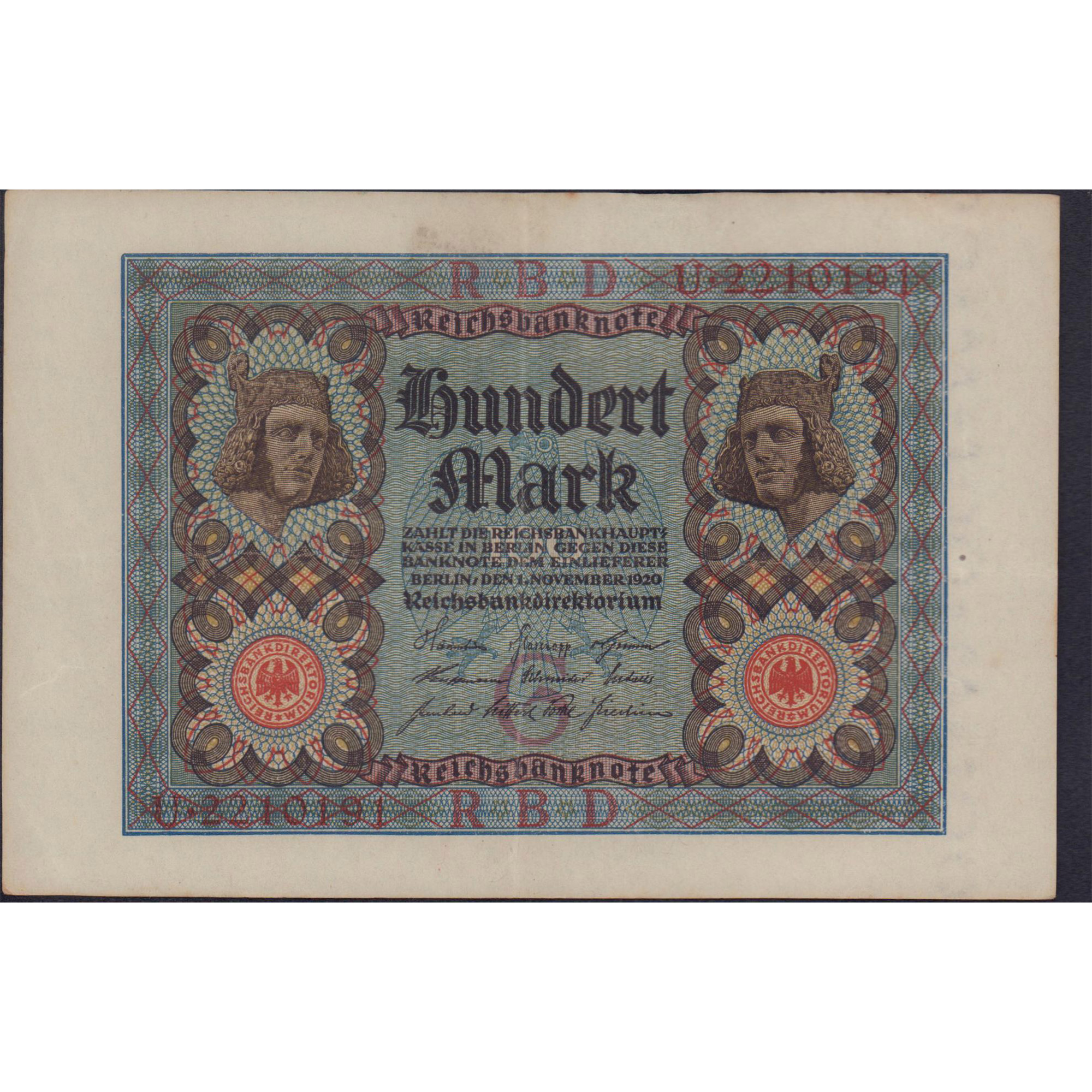 Antique 1920 German 100 Mark Banknote