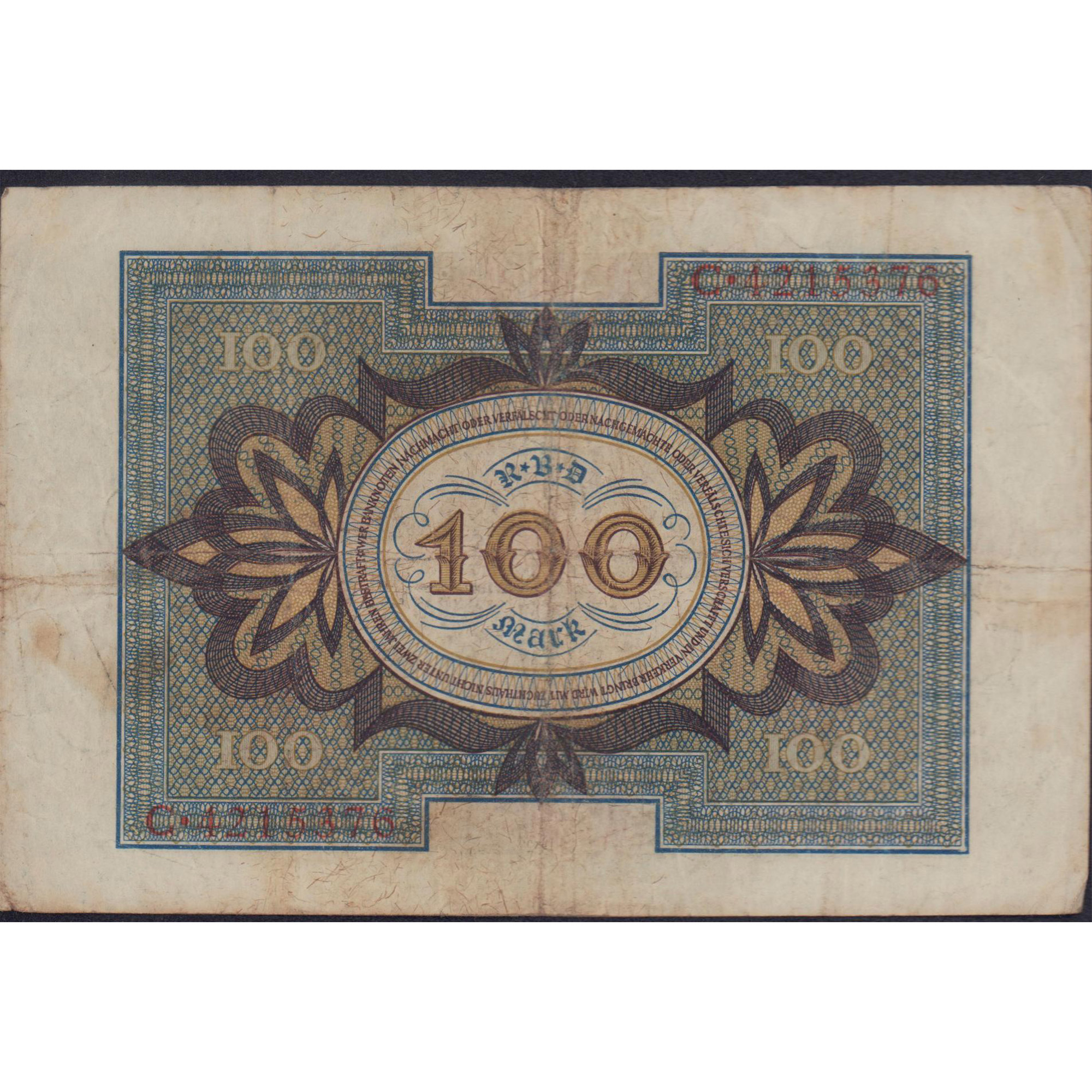 Antique 1920 German 100 Mark Banknote - Image 2 of 2