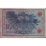 Antique 1908 German 100 Mark Banknote