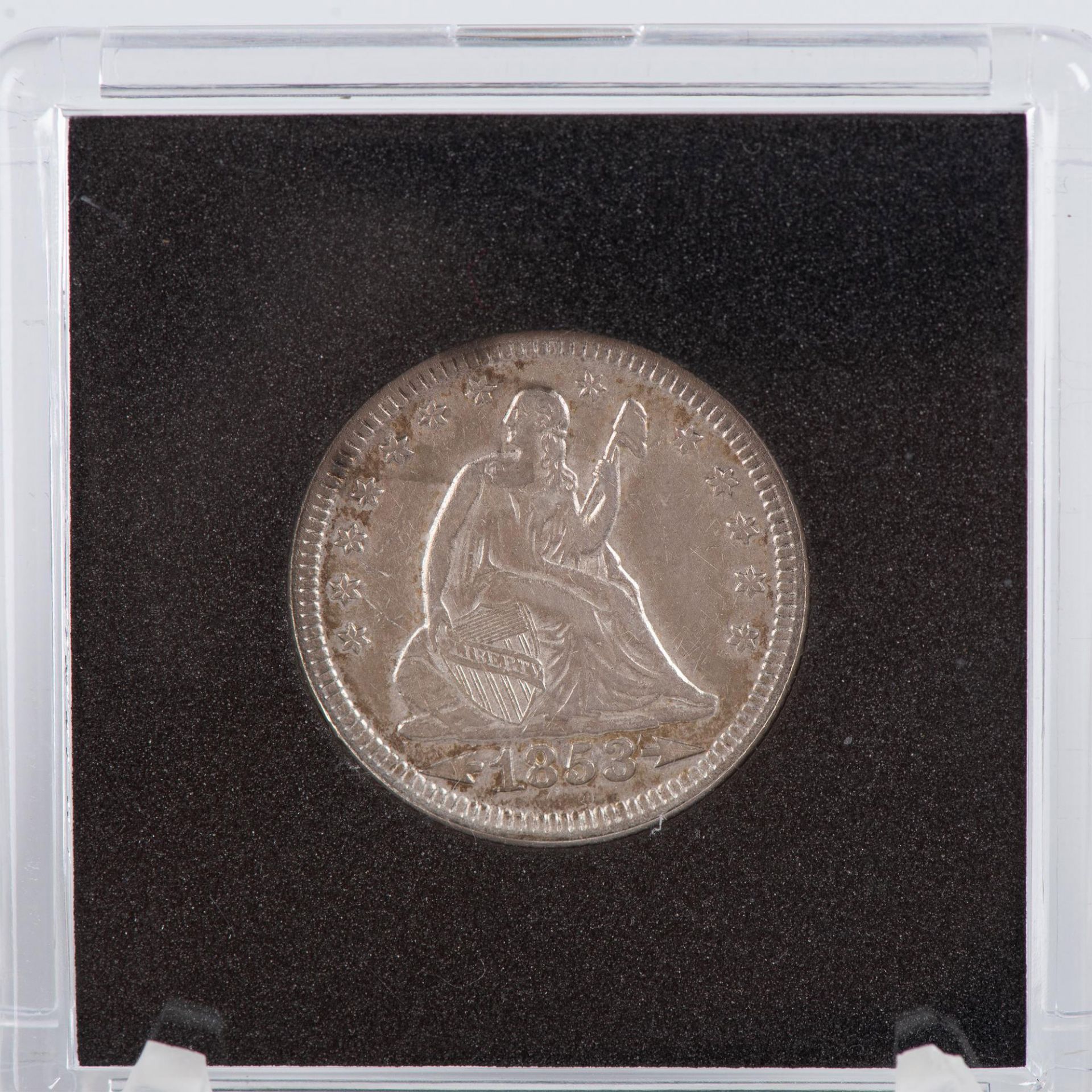 1853 US SEATED LIBERTY QUARTER EF40 - Image 4 of 10