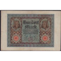 Antique 1920 German 100 Mark Banknote