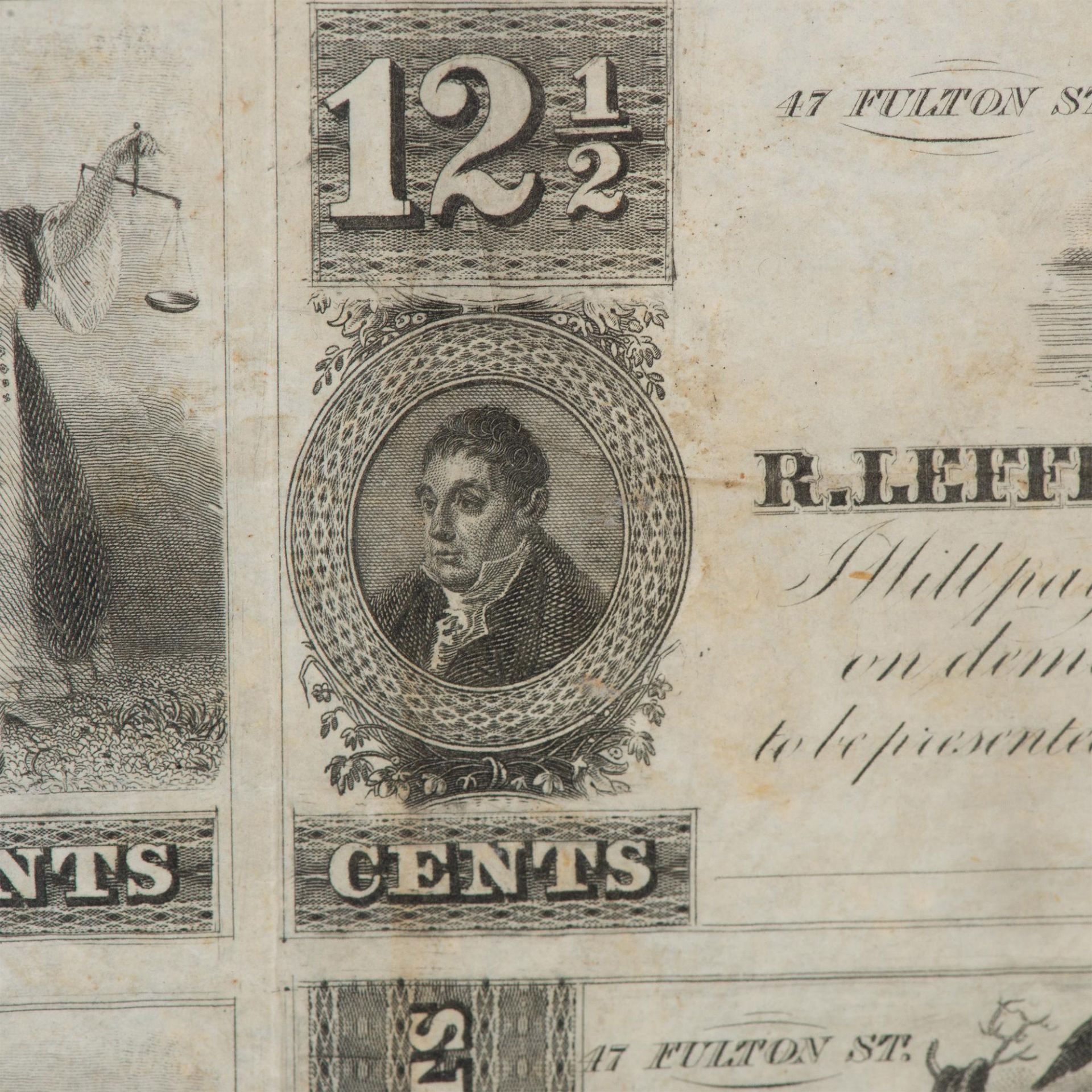 1830 SINGLE UNCUT SHEET WITH 6 R.LEFFERTS EXCHANGE NOTES - Bild 4 aus 5