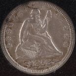 1853 US SEATED LIBERTY QUARTER EF40