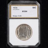 1936 COMMEMORATIVE LONG ISLAND 50C COIN SLAB PCI MS64