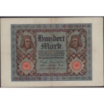 Antique 1920 German 100 Mark Banknote