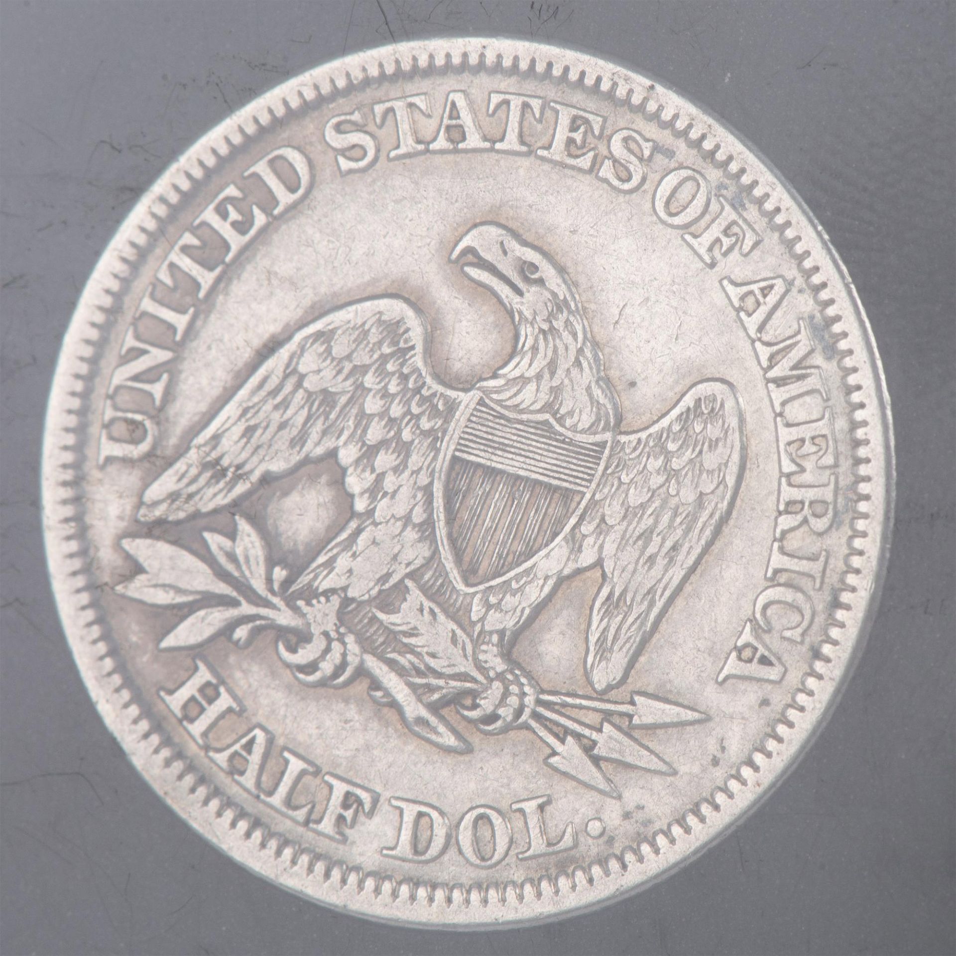 1854 SEATED LIBERTY US HALF DOLLAR VF35 - Image 8 of 11