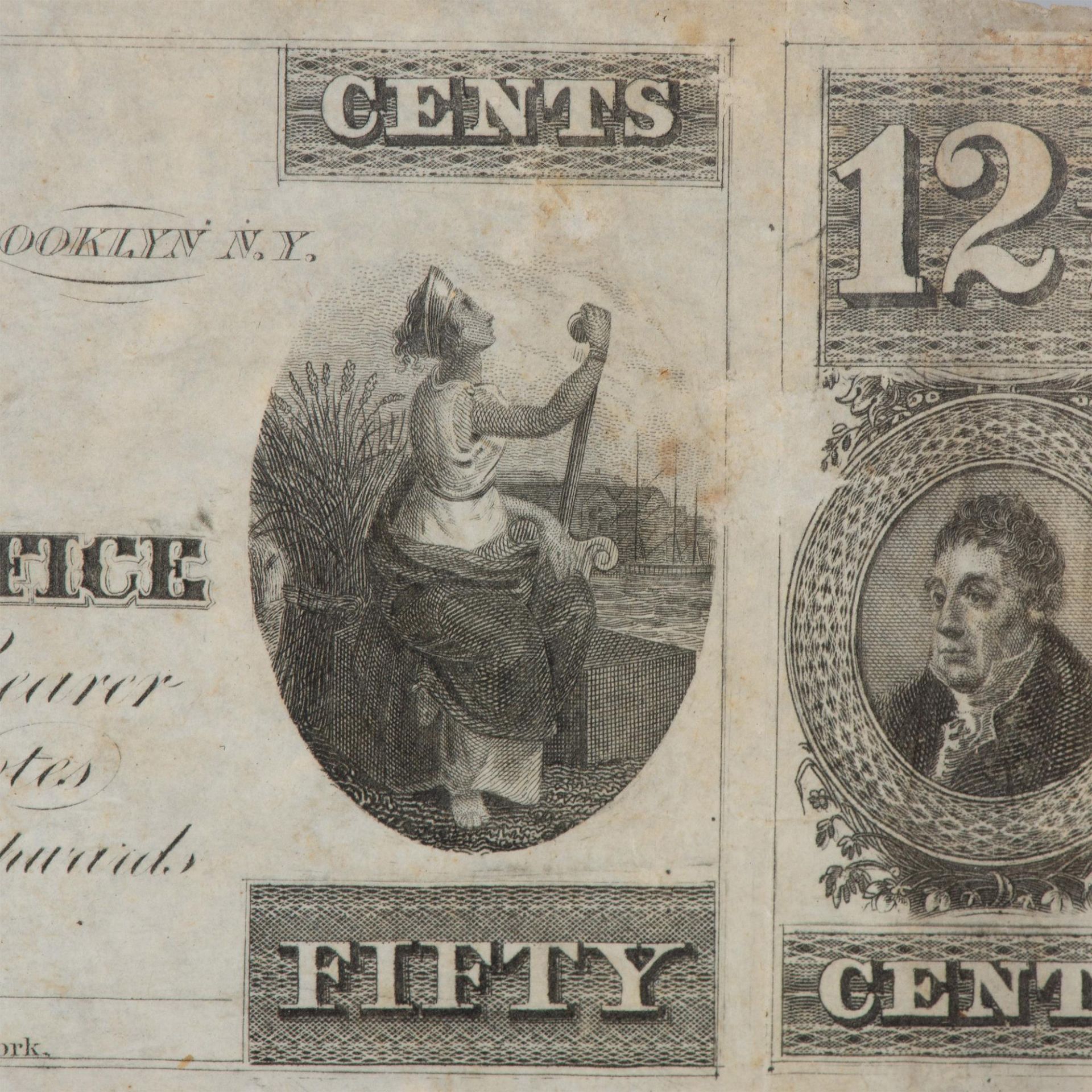 1830 SINGLE UNCUT SHEET WITH 6 R.LEFFERTS EXCHANGE NOTES - Bild 3 aus 5