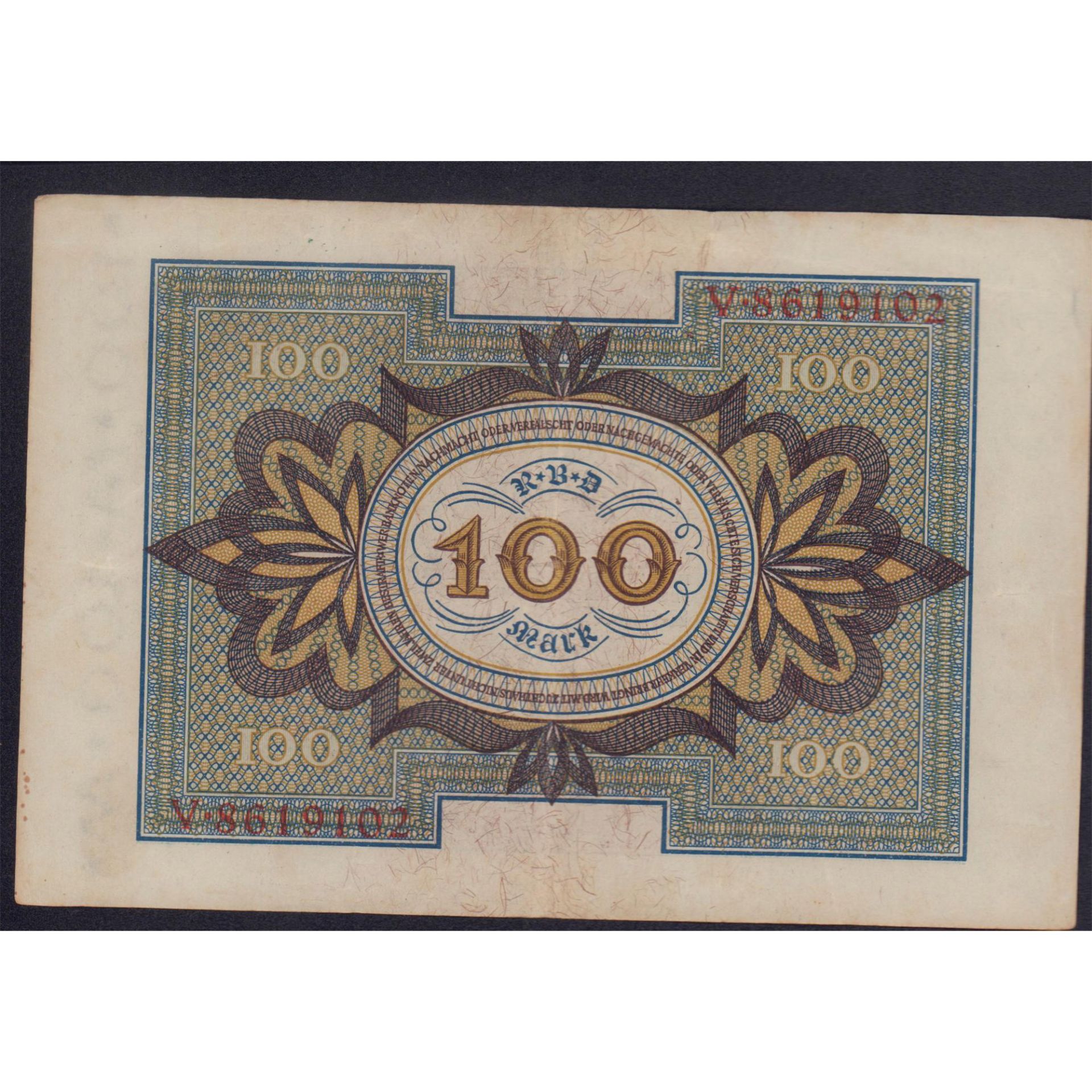 Antique 1920 German 100 Mark Banknote - Bild 2 aus 2